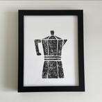 Schilderijtje Koffiepercolator afdruk Linosnede -cadeau idee, Minder dan 50 cm, Nieuw, Ophalen of Verzenden, Schilderij