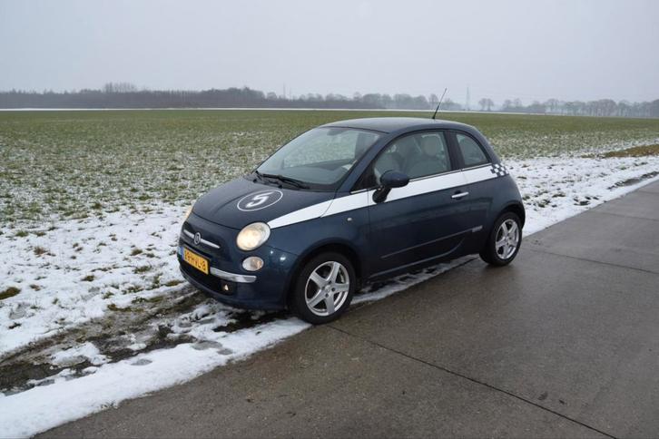 Fiat 500 1.2 C 2009 Blauw, Auto's, Fiat, Particulier, Benzine, B, Hatchback, Handgeschakeld, Origineel Nederlands, Blauw, Beige