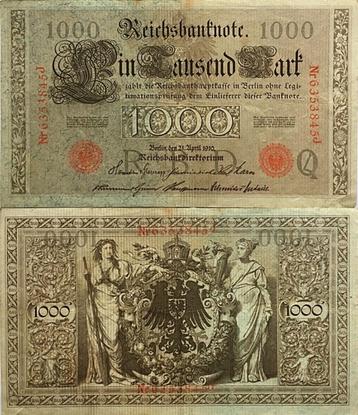 Duitsland Reichsbanknote 1000 Mark 1910 845J beschikbaar voor biedingen