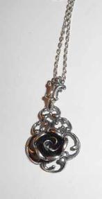 Ketting zilver 925 Roos hanger Opengewerkt Teka filigrain, Met hanger, Verzenden, Zo goed als nieuw, Zilver