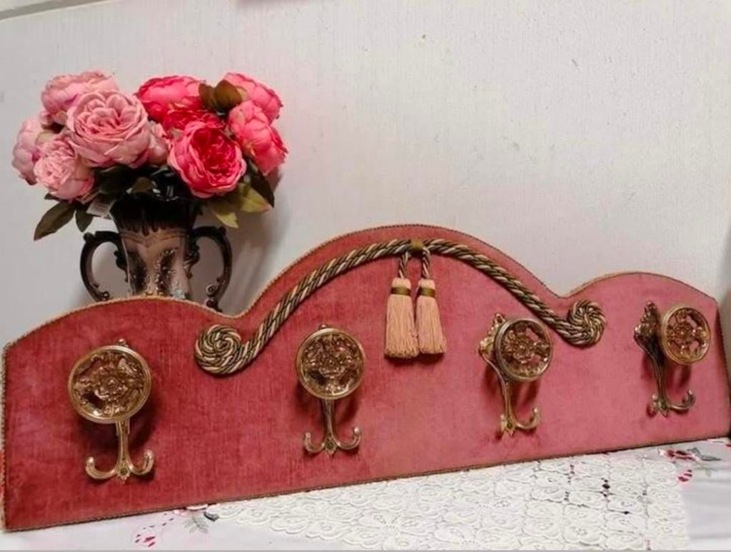 Vintage kapstok(koperen haken), Huis en Inrichting, Woonaccessoires | Kapstokken, Ophalen of Verzenden, Hout, Wandkapstok, Minder dan 100 cm