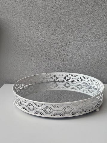 Decoratieve ronde spiegel tray, dienblad met hoge rand beschikbaar voor biedingen