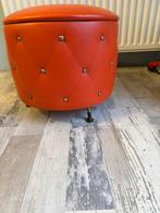Vintage poef, Ophalen of Verzenden, Gebruikt, Rond, Minder dan 50 cm