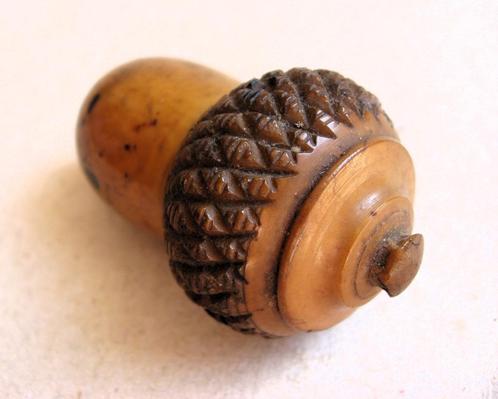 Coquilla noot gesneden als eikeldoosje begin 19e eeuw, Antiek en Kunst, Kunst | Beelden en Houtsnijwerken, Ophalen of Verzenden