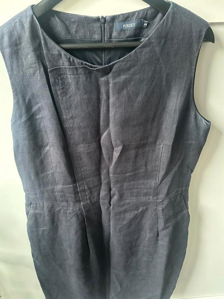 Purdey blauwe linnen jurk maat 44, Kleding | Dames, Jurken, Zo goed als nieuw, Maat 42/44 (L), Blauw, Verzenden