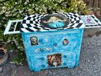 Commode kast Alice in wonderland met 4 lades en 1deur, Antiek en Kunst, Antiek | Meubels | Kasten, Ophalen of Verzenden