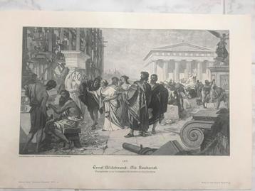 Ernst Wilhelm Hildebrand: Die Baukunst 1896, gravure 32x19cm beschikbaar voor biedingen