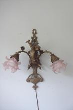 antieke koperen lamp met putty (engel), Ophalen of Verzenden