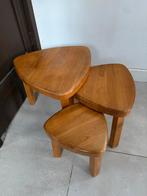 3 Eiken Bijzettafeltjes - Zware Kwaliteit, Ophalen, Minder dan 45 cm, Minder dan 55 cm, Gebruikt