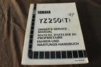 Yamaha YZ250 T 1987 motorcycle owner's / service manual, Ophalen of Verzenden, Yamaha