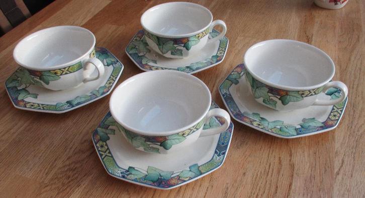 4 soepkommen met 1 oor villeroy &boch Pasadena puntgaaf, Huis en Inrichting, Keuken | Servies, Zo goed als nieuw, Bord(en), Overige stijlen