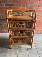 Vintage rotan ladekastje, 3 of 4 laden, Ophalen, Zo goed als nieuw