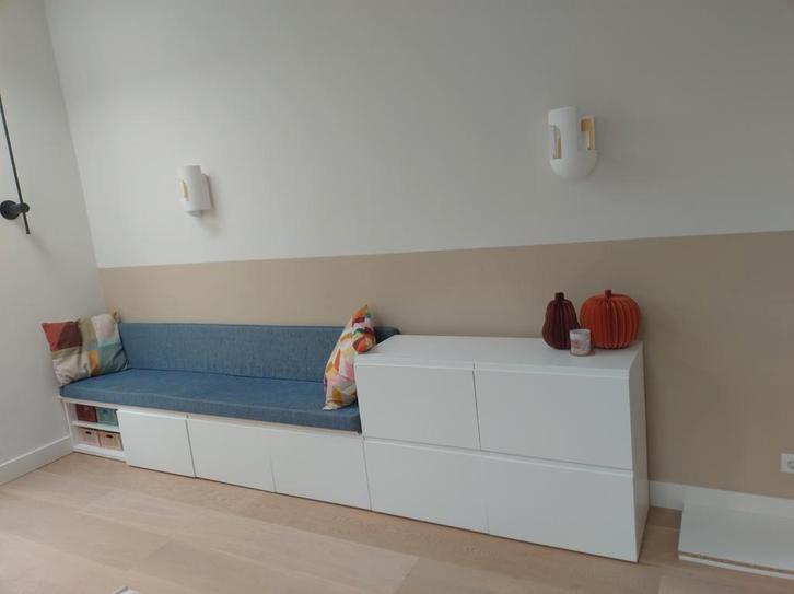 IKEA Besta Bank/Opbergmeubel met Kussen, Huis en Inrichting, Kasten | Dressoirs, Gebruikt, 200 cm of meer, 25 tot 50 cm, Met lade(s)