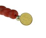 Kaasjes bloedkoraal fraai ketting antiek magneet slot zilver, Ophalen of Verzenden, Goud, Ketting, Met edelsteen