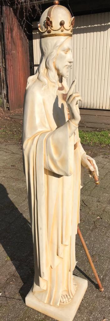 groot antiek heilige beeld van Jezus  in Koningsdracht., Antiek en Kunst, Antiek | Religie, Ophalen