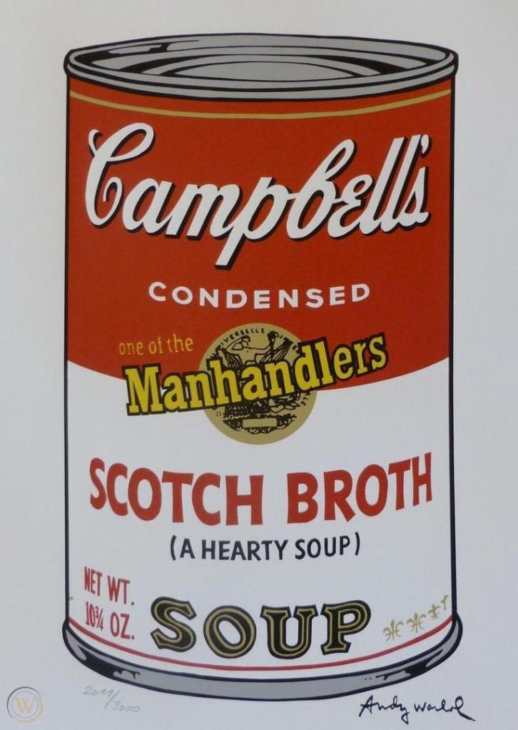 Andy Warhol(1928)Lithografie"Camp Scotch Broth Soup" Ges Gen, Antiek en Kunst, Kunst | Litho's en Zeefdrukken, Ophalen of Verzenden
