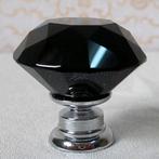 Glazen Diamant kastknop 💎 - Facet Geslepen Zwart 🖤, Nieuw, Ophalen of Verzenden, Kast restylen commode Ikea Hemnes PAX embrasse keuken deurknop