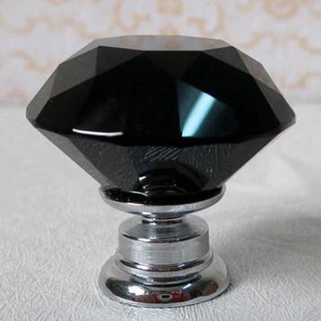 Glazen Diamant kastknop 💎 - Facet Geslepen Zwart 🖤