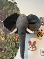 Junglekamer deco pakket; olfiantenkop, poster, vlaggenlijn, Ophalen, Zo goed als nieuw, Wanddecoratie