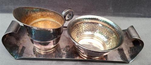 Georg Nilsson melk en suikerkannetje op dienblaadje, .90 ver, Antiek en Kunst, Antiek | Goud en Zilver, Ophalen of Verzenden