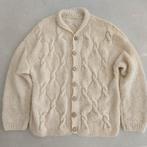 Een vintage pareltje handgebreid 100% wollen vest jas aran, Overige kleuren, Verzenden, Maat 46/48 (XL) of groter, Zo goed als nieuw