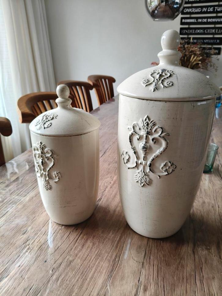 2 Vazen opbergpotten, Huis en Inrichting, Woonaccessoires | Vazen, Overige kleuren, Minder dan 50 cm, Glas, Ophalen