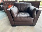 Bruine Lederen Fauteuil, Ophalen, Gebruikt, Leer, 75 tot 100 cm