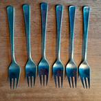 6 kleine (taart)vorkjes, Ophalen of Verzenden, Gebruikt, Rvs of Chroom
