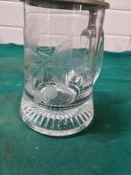 bierpul glas en tinnen deksel gelsepen bramen, Ophalen of Verzenden