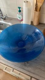 Blauwe fruitschaal, Huis en Inrichting, Ophalen of Verzenden, Zo goed als nieuw, Rond, Glas