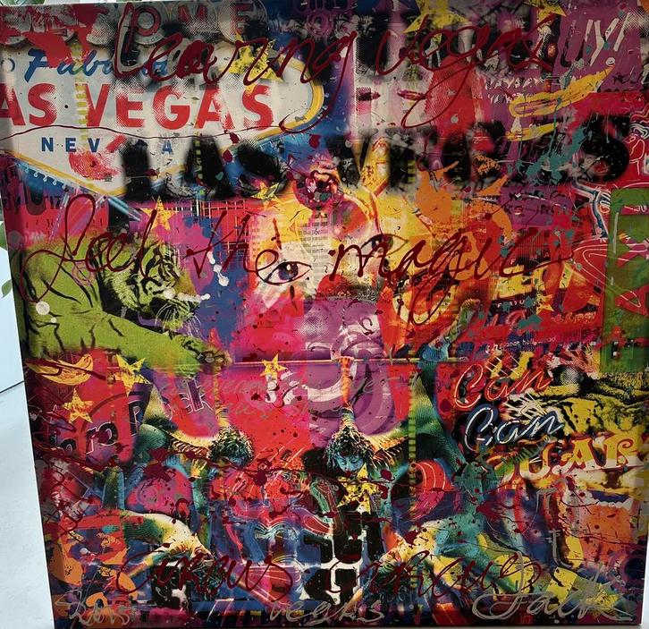 Jack Liemburg “las Vegas” 140x140cm - Abstract Canvas, Antiek en Kunst, Kunst | Schilderijen | Abstract, Ophalen