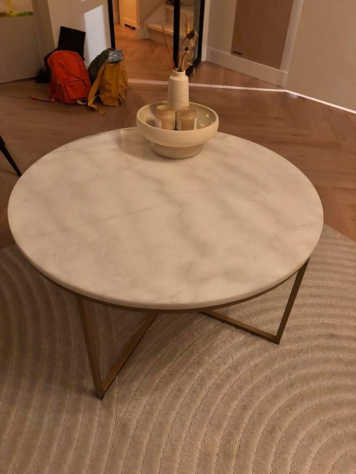 Salontafel | 80cm | Marmeren blad | Lichte beschadiging, Huis en Inrichting, Tafels | Salontafels, Gebruikt, Minder dan 50 cm