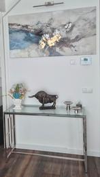Sidetable gehard glas en staal. Van Pascal Morabito., Ophalen, 100 tot 150 cm, Glas, Zo goed als nieuw