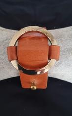 Biba leren armband met gouden ring, Sieraden, Tassen en Uiterlijk, Armbanden, Ophalen of Verzenden, Nieuw, Bruin, Leer