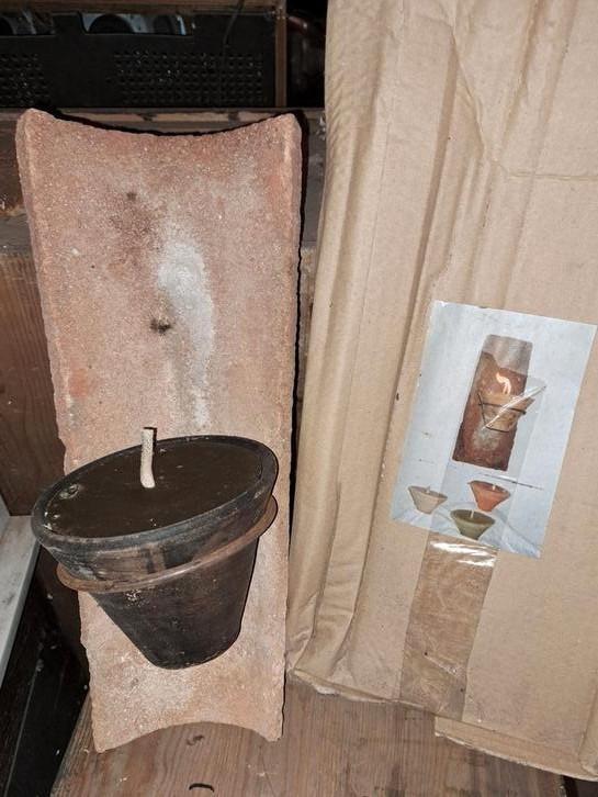 Pan pannen antieke dakpannen met kaarsen decoratie, Antiek en Kunst, Curiosa en Brocante, Ophalen