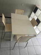 Tafel met 4 stoelen wit, Ophalen of Verzenden, Vijf personen of meer, Rechthoekig, 50 tot 100 cm