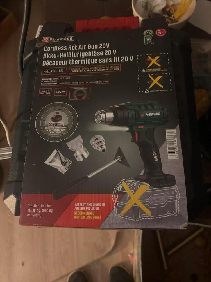 Parkside Accu verbrander heteluchtpistool 20V - Nieuwstaat, Doe-het-zelf en Verbouw, Gereedschap | Handgereedschap, Nieuw, Ophalen of Verzenden