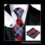 Dennis Gadgets: 3 delige 100 % zijden stropdas DG0342, Nieuw, Met patroon, Ophalen, Rood