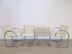 Set 4 vintage Metaform Cirkel stoelen nieuw leer ´80 rvs, Huis en Inrichting, Stoelen, Ophalen, N, N, Wit