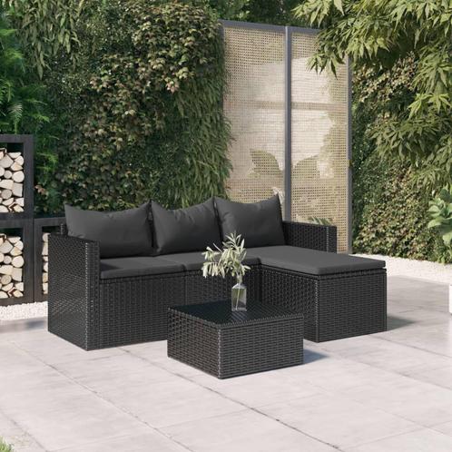Loungeset poly rattan zwart, Tuin en Terras, Tuinmeubel-accessoires, Nieuw, Ophalen of Verzenden