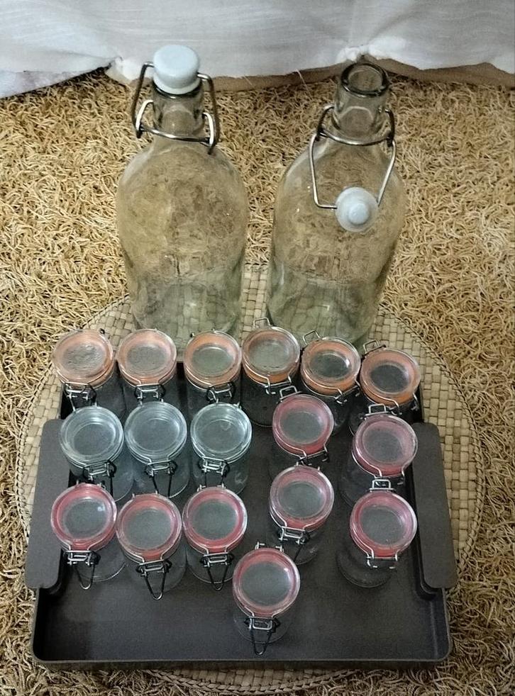 Glazen Flessen en Potjes met Beugeldop - 19 Delige Set!, Huis en Inrichting, Keuken | Keukenbenodigdheden, Ophalen of Verzenden