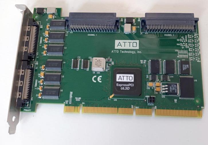 ATTO SCSI Express UL3D PCI Adapter Controller Mac Powermac, Computers en Software, Computerbehuizingen, Gebruikt, Ophalen