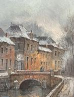Pie Wilhelmus (1926-2003) - Huizen aan een gracht, Antiek en Kunst, Kunst | Schilderijen | Klassiek, Ophalen of Verzenden