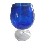 XL cognac glas op voet kobalt blauw Empoli?  3101, Minder dan 50 cm, Glas, Blauw, Ophalen of Verzenden
