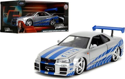 Jada Toys Fast & Furious Brian’s 2002 Nissan  1:24 Skyline R, Hobby en Vrije tijd, Modelauto's | 1:24, Nieuw, Auto, Jada, Ophalen