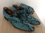 Pepe Milan herenschoenen 42 leder blauw turquoise slangenpri, Ophalen, Blauw, Zo goed als nieuw, Veterschoenen