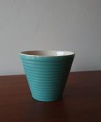 Vintage Adco ribbel bloempot groen blauw aqua H8 cm. Ø10 cm., Antiek en Kunst, Antiek | Keramiek en Aardewerk, Ophalen of Verzenden
