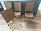 Set vintage rotan gietijzeren stoelen 4x, Ophalen of Verzenden, Zo goed als nieuw, Bruin, Vier