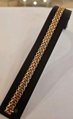 Vintage 14 karaats gouden platte schakel armband bewerkt, Ophalen of Verzenden, Zo goed als nieuw, Goud, Goud