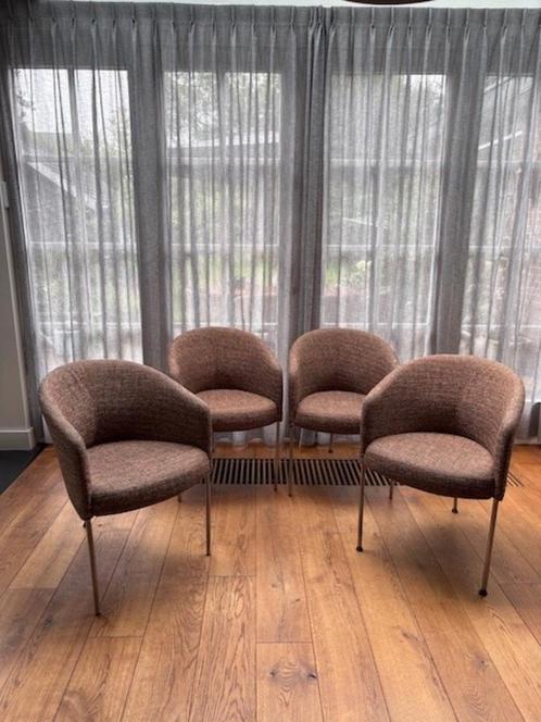 4 x eetkamerstoelen, design, Huis en Inrichting, Stoelen, Zo goed als nieuw, Vier, Metaal, Stof, Overige kleuren, Ophalen